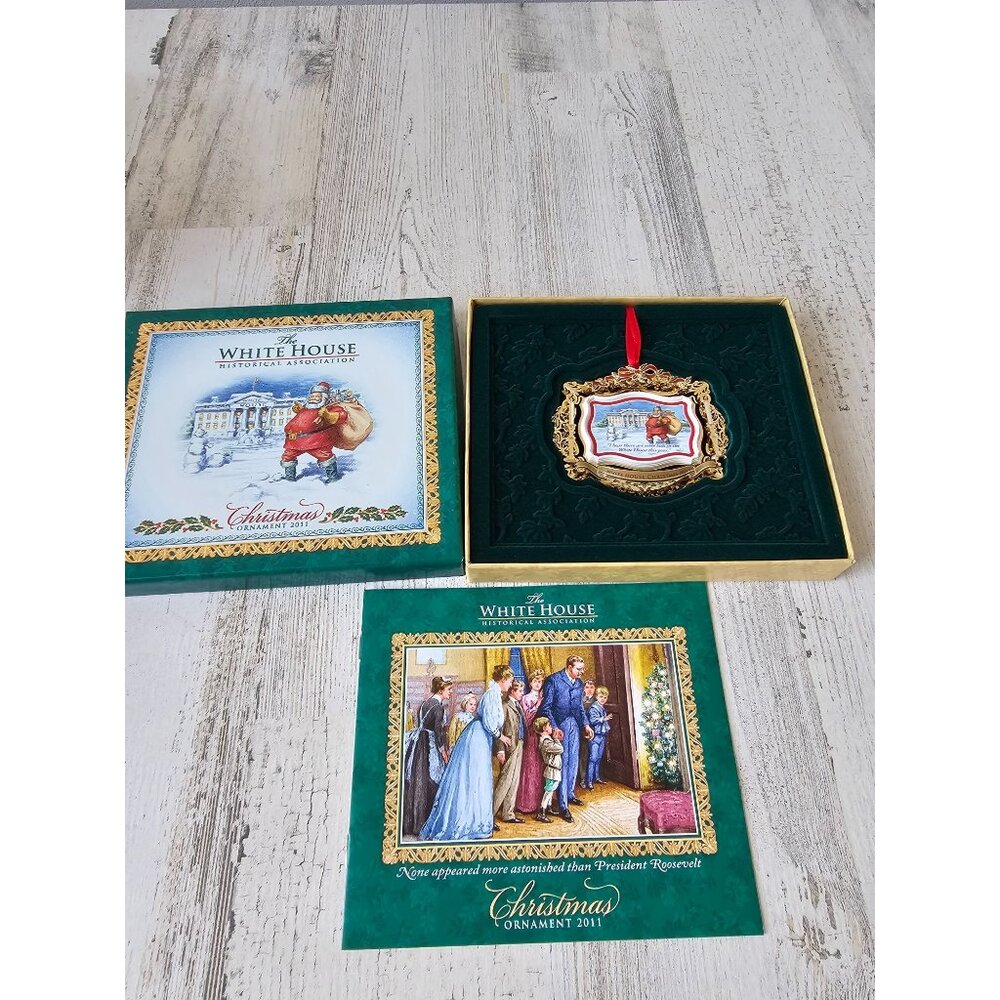 White House Theodore Roosevelt Santa‎ tree gold new ornament Xmas